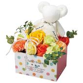 ♫フラワーソープ　ペアハート(XL)2個セット ソープフラワー】松野ホビー/タオルベアーギフトシャボンBOX レッド/GM