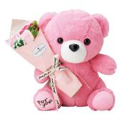 ソープフラワー】松野ホビー/3輪抱っこベアー レッド/GM-5434 - 花材