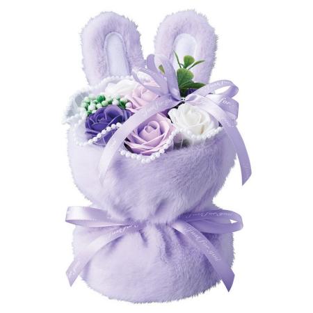 【ソープフラワー】松野ホビー/7輪ファーラビットシャボンスタンドブーケ パープル/GM-5914