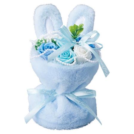 【ソープフラワー】松野ホビー/7輪ファーラビットシャボンスタンドブーケ ブルー/GM-5915