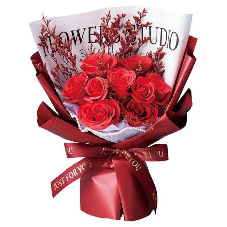 【ソープフラワー】松野ホビー/スタンドスイートシャボン9輪ブーケ レッド/GM-5833