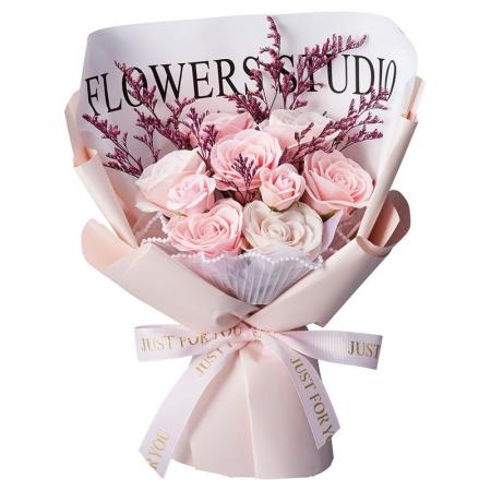 【ソープフラワー】松野ホビー/スタンドスイートシャボン9輪ブーケ ピンク/GM-5834