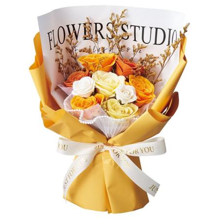 【ソープフラワー】松野ホビー/スタンドスイートシャボン9輪ブーケ イエロー/GM-5835