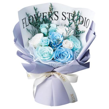 【ソープフラワー】松野ホビー/スタンドスイートシャボン9輪ブーケ ブルー/GM-5837