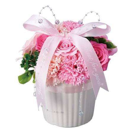 【ソープフラワー】松野ホビー/ストライプ陶器シャボンアレンジ ピンク/GM-5873