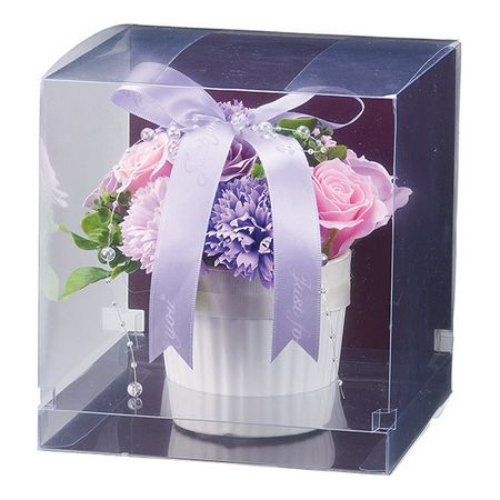 【ソープフラワー】松野ホビー/ストライプ陶器シャボンアレンジ パープル/GM-5926