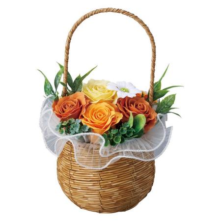 【ソープフラワー】松野ホビー/ハピネスシャボンPP手付バスケット オレンジ/GM-5903