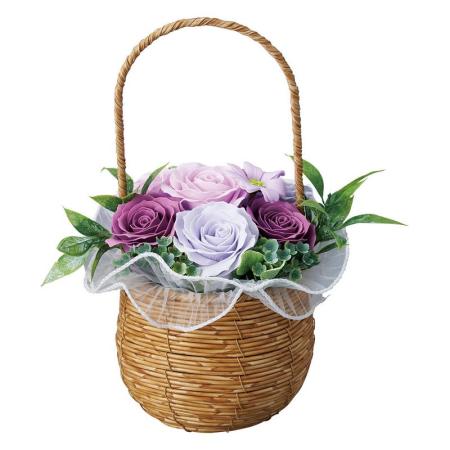 【ソープフラワー】松野ホビー/ハピネスシャボンPP手付バスケット パープル/GM-5904