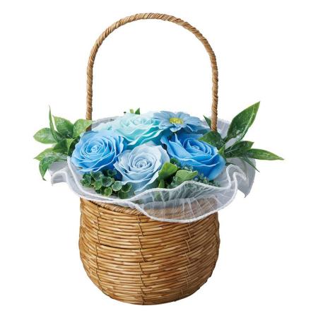 【ソープフラワー】松野ホビー/ハピネスシャボンPP手付バスケット ブルー/GM-5905