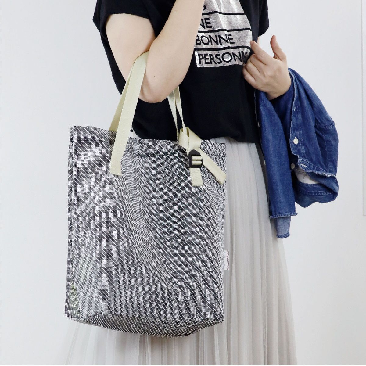 丸和貿易/カラーメッシュ トートバッグ ホワイト/4009694-01