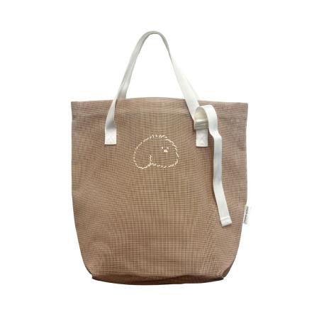 丸和貿易/カラーメッシュ トートバッグ バンチャ犬 モカブラウン/4009694-03