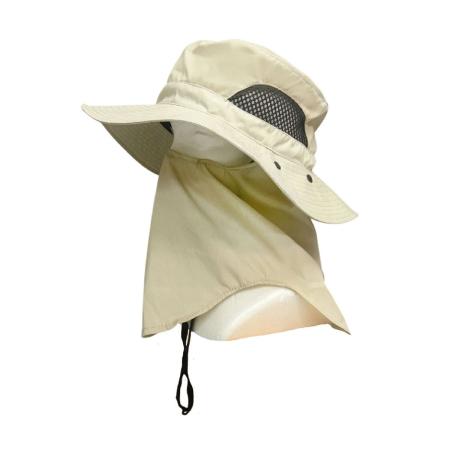 丸和貿易/UVカット帽子 サファリハット フェイスガード ベージュ/4009696-01
