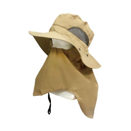 丸和貿易/UVカット帽子 サファリハット フェイスガード コヨーテ/4009696-03