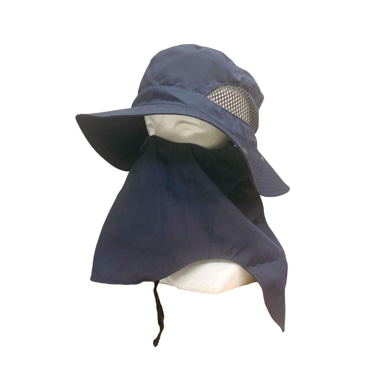 丸和貿易/UVカット帽子 サファリハット フェイスガード ネイビー/4009696-04