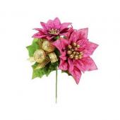 クレイフラワー♡ロココ調リボン台にピンクのポインセチア♡クリスマス♡ハンドメイド 造花】パレ/ベルベットポインセチア ピンク/XP-7881-30 - 花材通販は