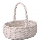 ※販売終了※即日★カルチベーター/柳&経木白塗手付楕円寄鉢用籠M/011962