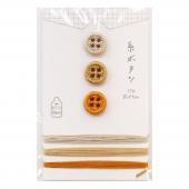 カワグチ/糸ボタンと糸のセット ホワイト&グレー/TK15417 - 花材