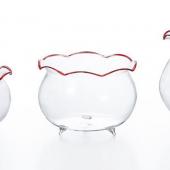 エイチツーオー/ガラス金魚鉢S レッド/HT6972 - 花材通販はなどんや