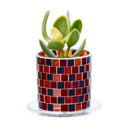エイチツーオー/ガラスプランター　レッドモザイク/HH29409