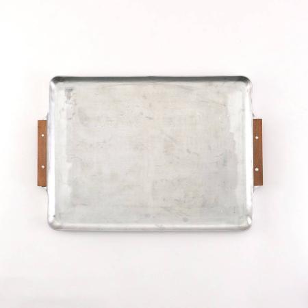 志成販売/ノスタルジックな木の持ち手のアルミトレー(L)/304973