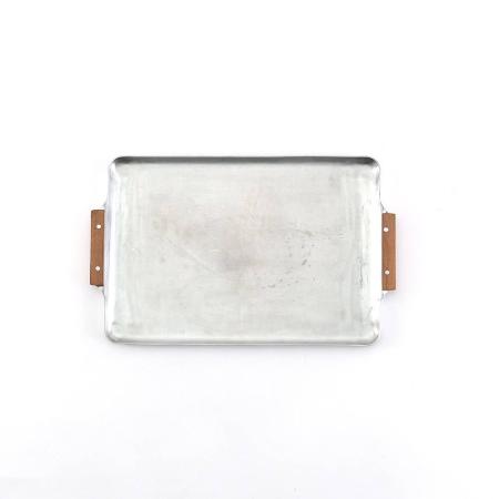 志成販売/ノスタルジックな木の持ち手のアルミトレー(S)/304974
