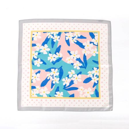 志成販売/初夏を感じさせる ナツミカンの花柄スカーフ ショートサイズ/304944GY