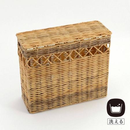 志成販売/ゴミ箱としても使えて 洗える蓋付きスクエアバスケット ワイド/108150