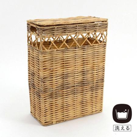 志成販売/ゴミ箱としても使えて 洗える蓋付きスクエアバスケット トール/108151