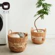 志成販売/ナチュラルタッチがインテリアに馴染む 持ち手付きラウンドバスケット(L)/108269