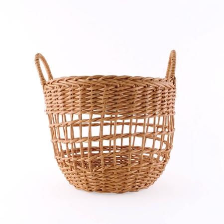 志成販売/ナチュラルタッチがインテリアに馴染む 持ち手付きラウンドバスケット(S)/108270