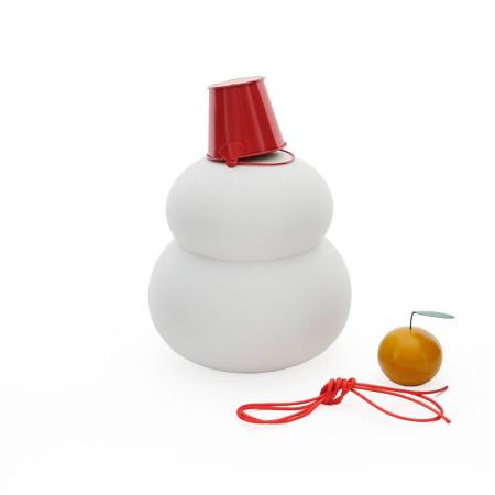 志成販売/鏡餅のオブジェとしても使える 半磁器のLEDライト 雪だるま ビッグ/108365
