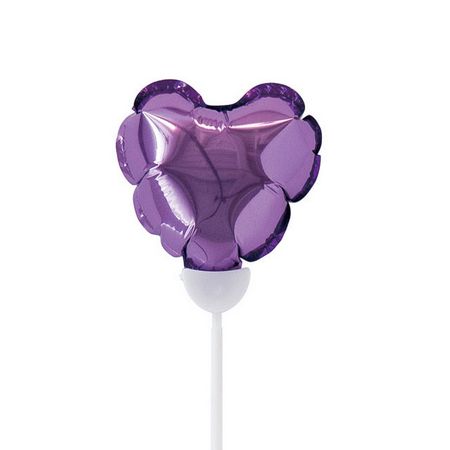 HEADS/プレーンバルーンフラワーピックハートS-6/パープル(10本)/BLP-FPS6
