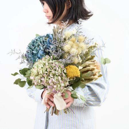 土と風の植物園/フローリストおまかせドライフラワーブーケスタイル L ラッピング有/made-364-bouquet-l-plus