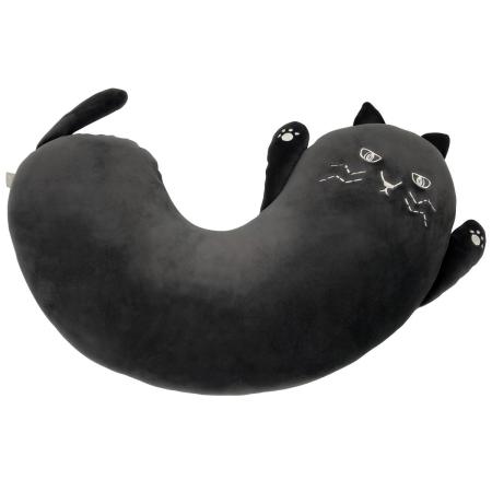 特価◎drawerplus/にゃふにゃふ にゃフレー のびのび豆型クッション チャコールグレー/821601