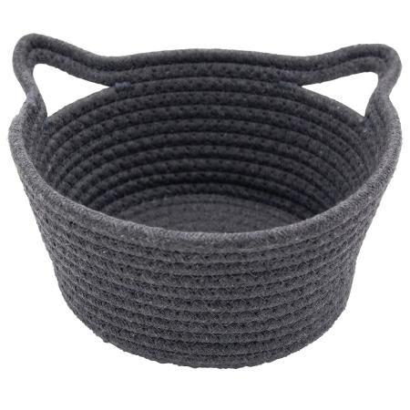 特価◎drawerplus/にゃふにゃふ ロープバスケットグレー/74505