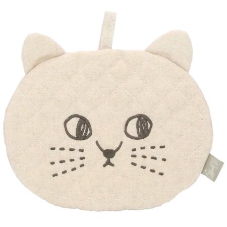 特価◎drawerplus/にゃふにゃふ フェイス型キルトなべつかみ アイボリー/421625