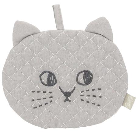 特価◎drawerplus/にゃふにゃふ フェイス型キルトなべつかみ グレー/421626