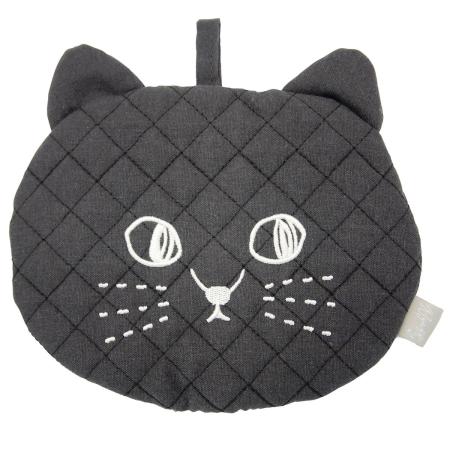 特価◎drawerplus/にゃふにゃふ フェイス型キルトなべつかみ チャコールグレー/421627