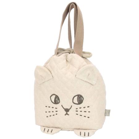 特価◎drawerplus/にゃふにゃふ キルトランチ巾着 アイボリー/421628