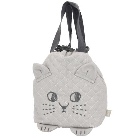 特価◎drawerplus/にゃふにゃふ キルトランチ巾着 グレー/421629