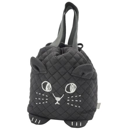 特価◎drawerplus/にゃふにゃふ キルトランチ巾着 チャコールグレー/421630