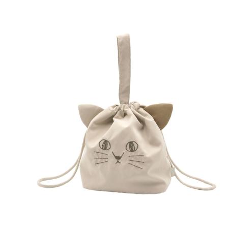 特価◎drawerplus/にゃふにゃふ ランチ巾着バッグ ベージュ/421504