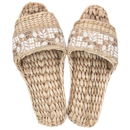 drawerplus/ガマスリッパ 刺繍リボン ゴールド/221620