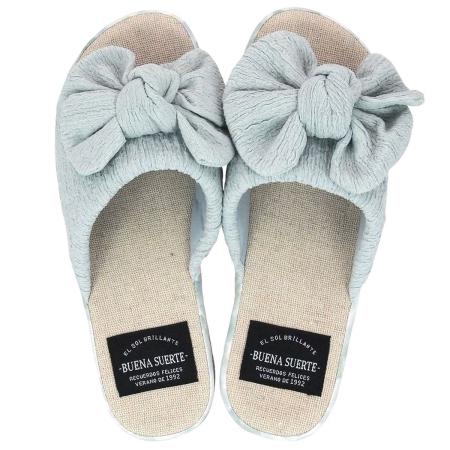 drawerplus/サマースリッパ 水彩柄サイドリボンスリッパ Mサイズ サックスブルー/221609