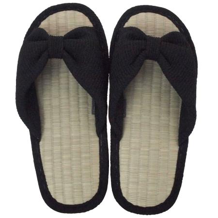 drawerplus/サマースリッパ リボンタタミスリッパ Mサイズ ブラック/221611