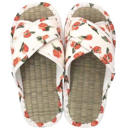 drawerplus/サマースリッパ 花柄タタミスリッパ Mサイズ オレンジ/221612