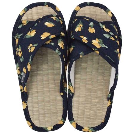 drawerplus/サマースリッパ 花柄タタミスリッパ Mサイズ ネイビー/221613