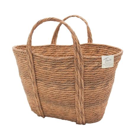 特価◎drawerplus/モネ フェイクPE バスケットバッグ S ブラウン/74521