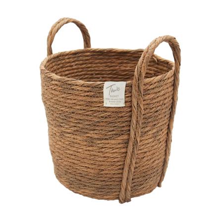 drawerplus/モネ フェイクPE バスケットラウンド M ブラウン/74509