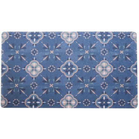 drawerplus/もちもち玄関マット モロッカンタイル ブルー/521522